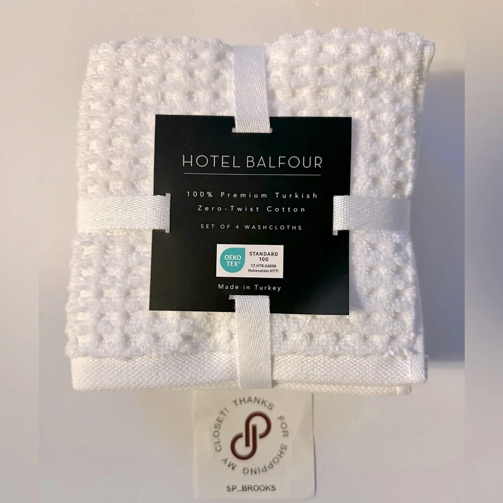 🎁Hotel Balfour Bath Towel Set - Zero Twist Cotton - Set of 8 - White